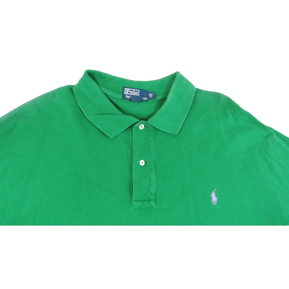 Polo Ralph Lauren Shirt Mens 3XB Big Green Short Sleeve Cotton Pique Purple Pony